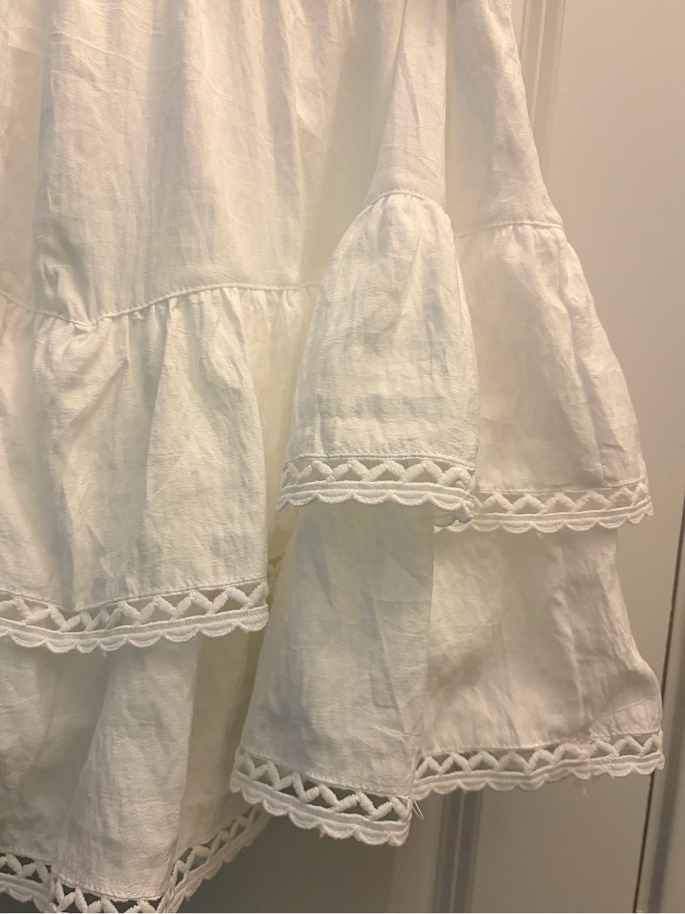 Lomon White Tiered Mini Skirt NWT Medium Cotton Boho Cottagecore Elastic Waist - Picture 3 of 8